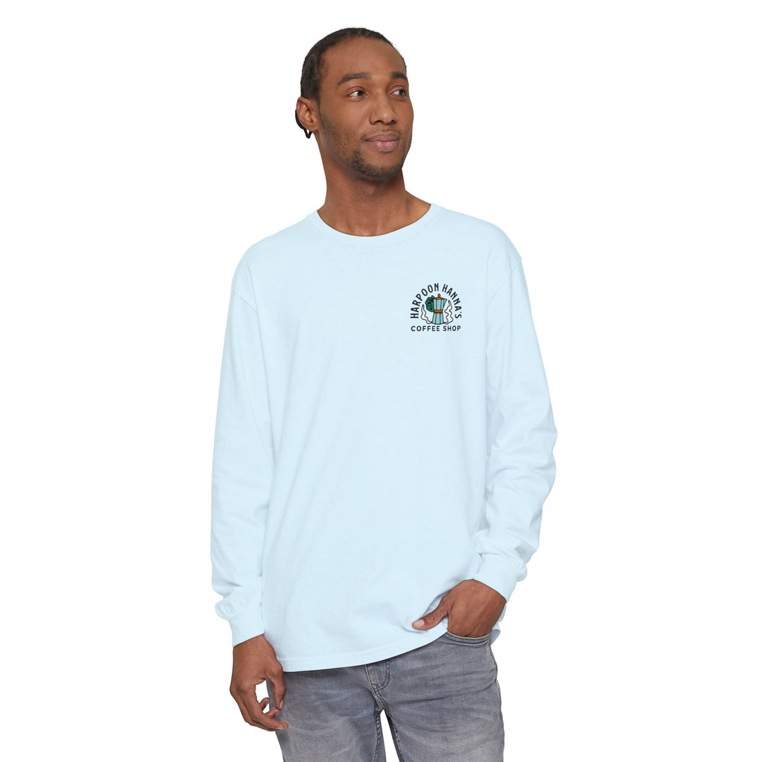 Harpoon Hanna's Retro Moka Pot Crew Neck Long Sleeve T-Shirt