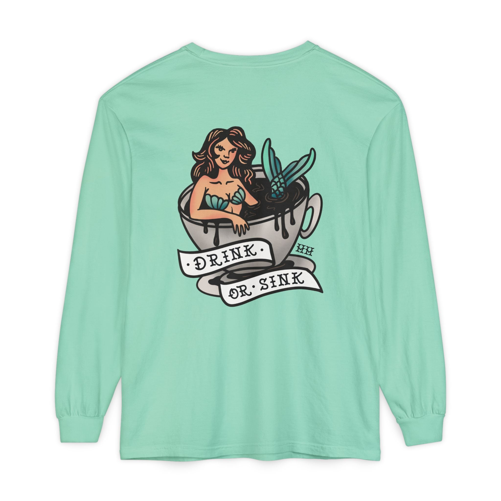 Harpoon Hanna's 'Drink or Sink' Long Sleeve Crew Neck T-Shirt