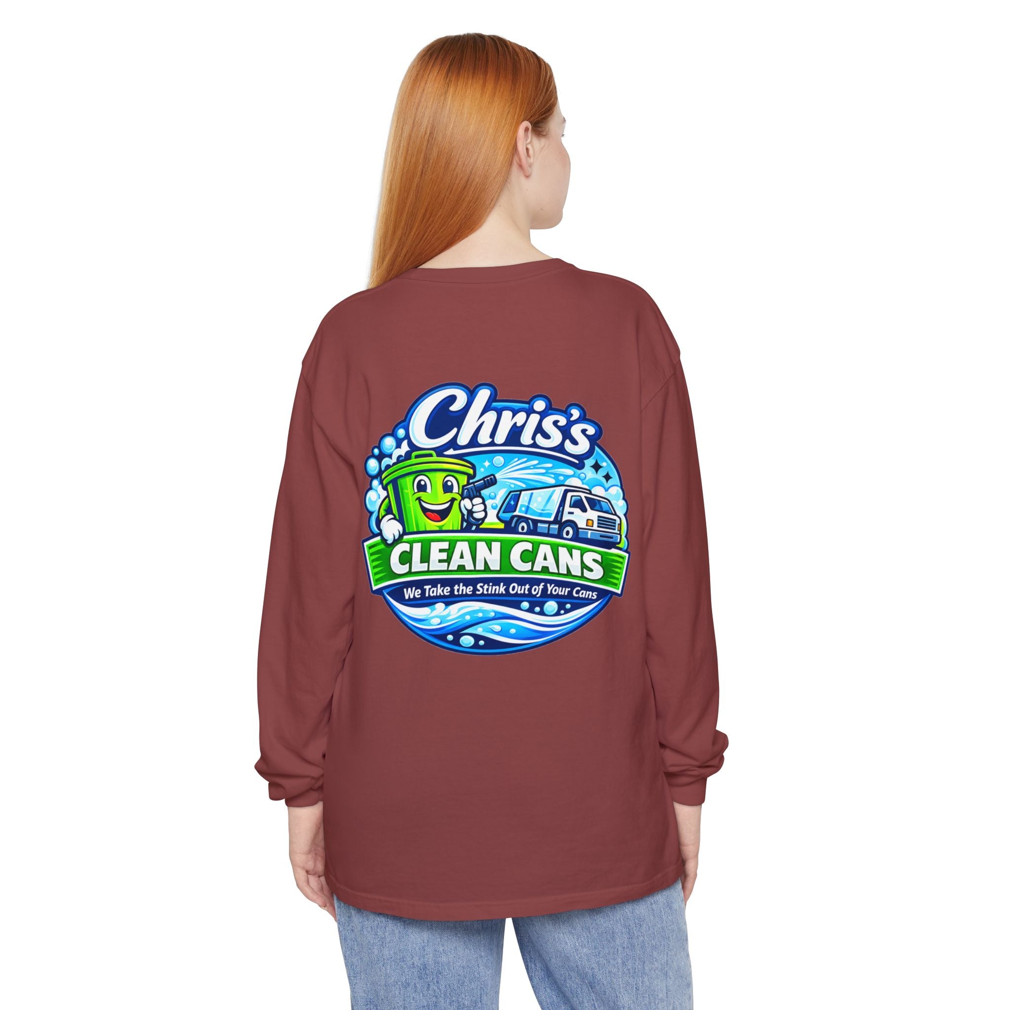 Chris's Clean Cans Long Sleeve Crew Neck T-Shirt
