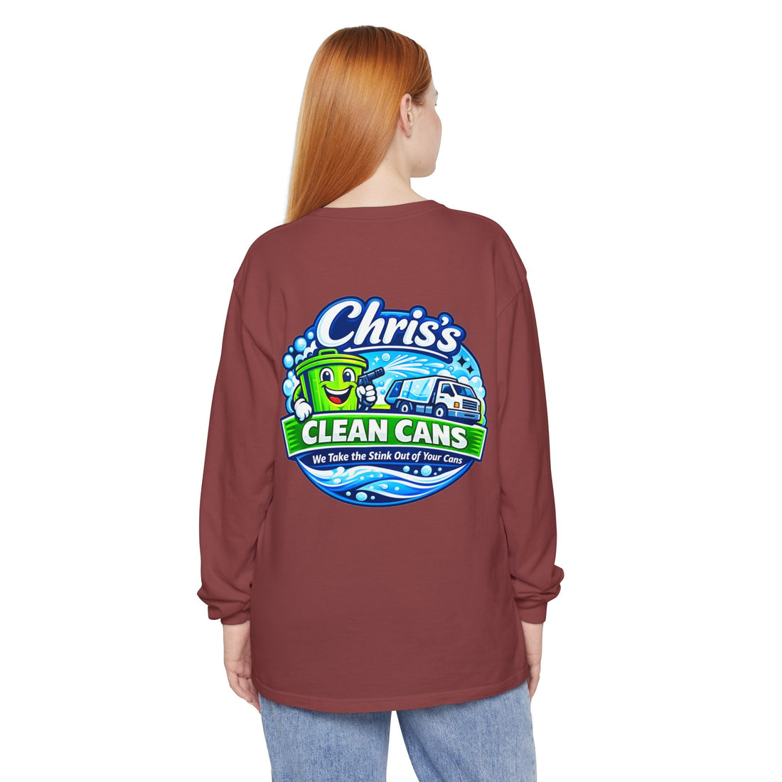 Chris's Clean Cans Long Sleeve Crew Neck T-Shirt