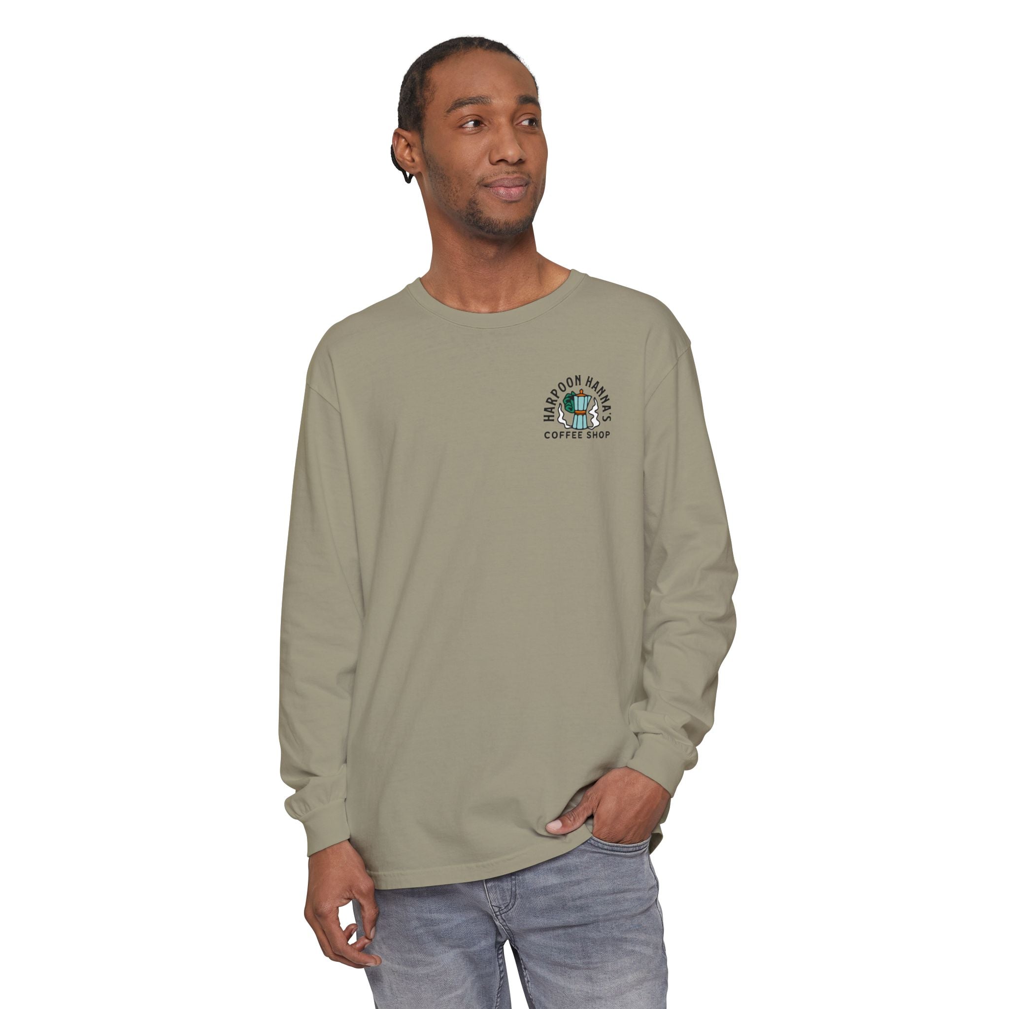 Harpoon Hanna's Retro Moka Pot Crew Neck Long Sleeve T-Shirt