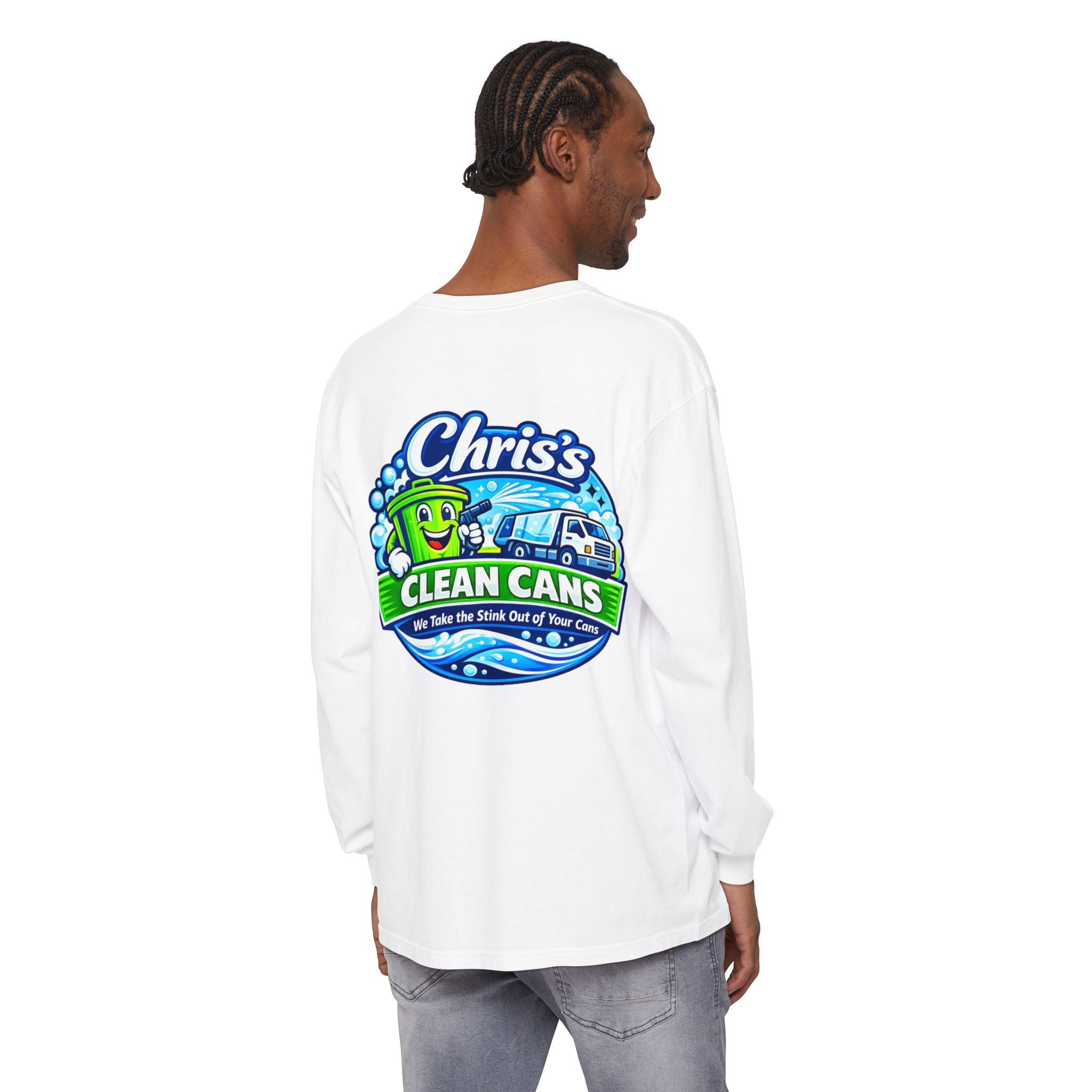 Chris's Clean Cans Long Sleeve Crew Neck T-Shirt