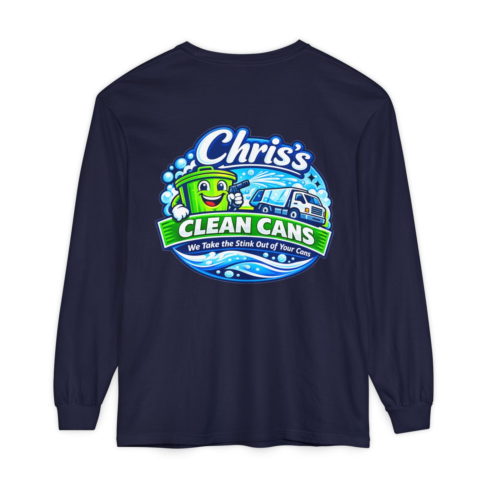 Chris's Clean Cans Long Sleeve Crew Neck T-Shirt