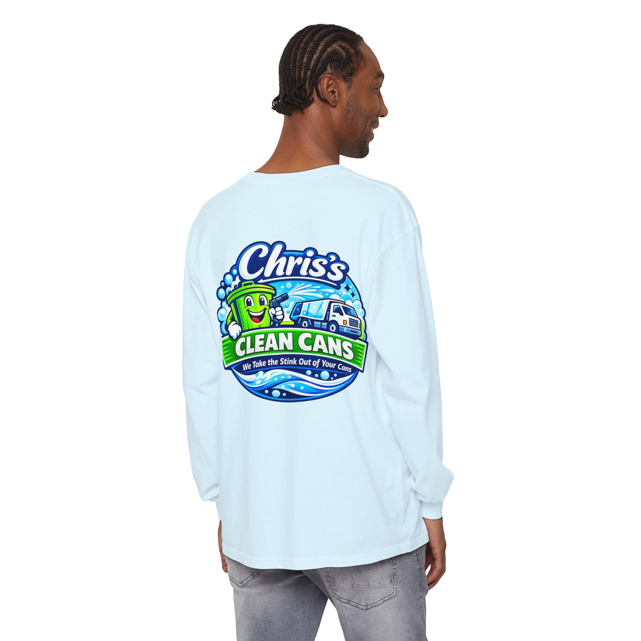 Chris's Clean Cans Long Sleeve Crew Neck T-Shirt
