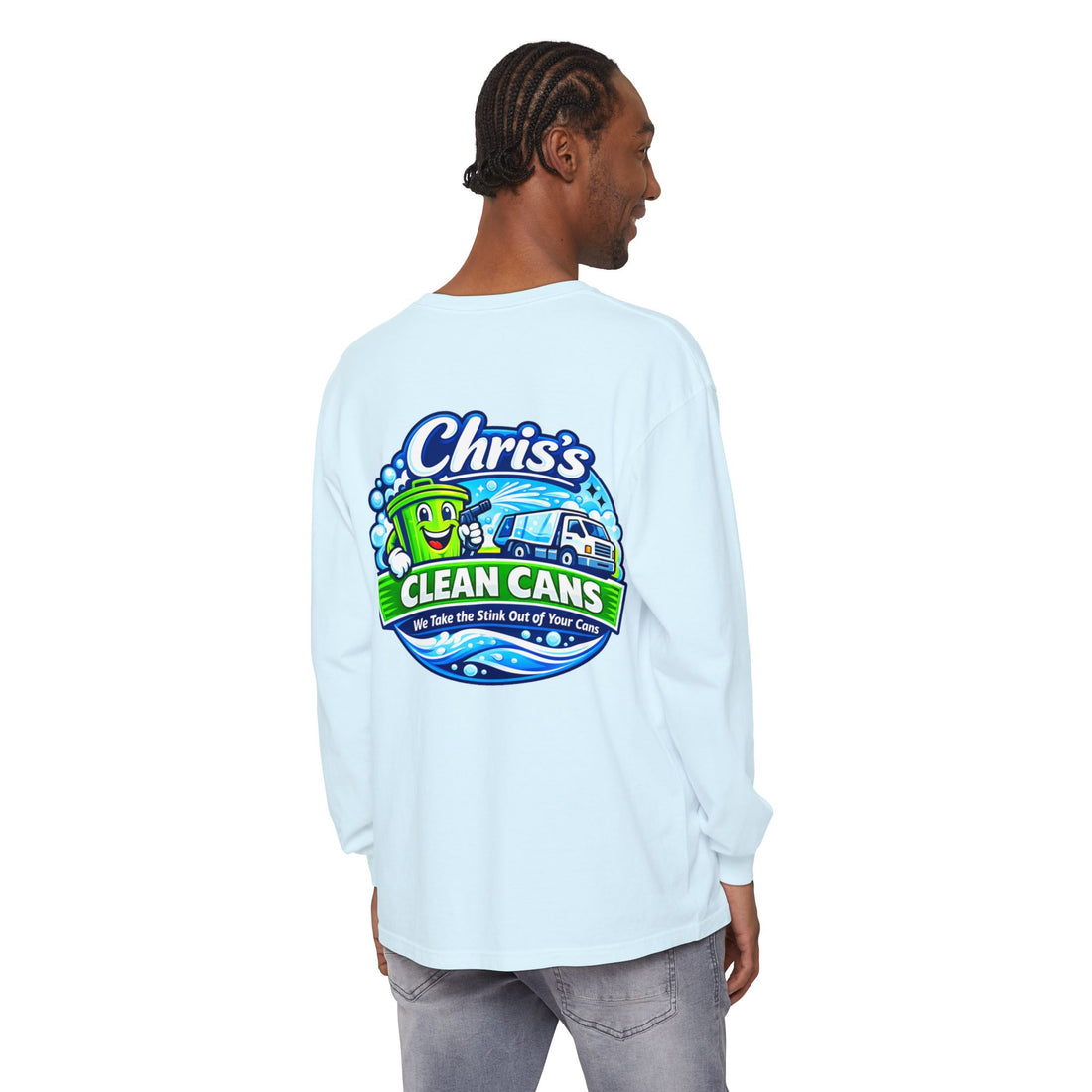 Chris's Clean Cans Long Sleeve Crew Neck T-Shirt