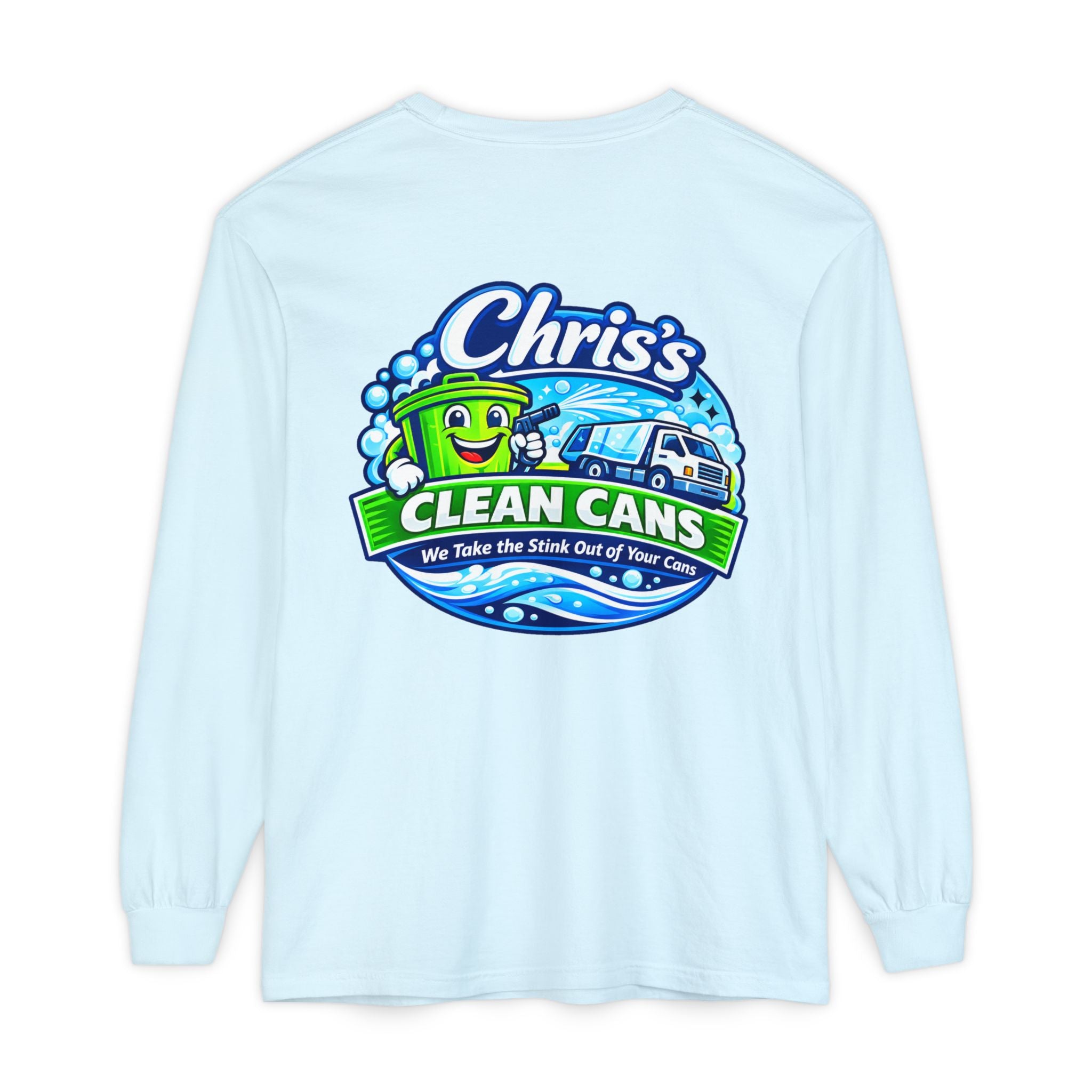 Chris's Clean Cans Long Sleeve Crew Neck T-Shirt