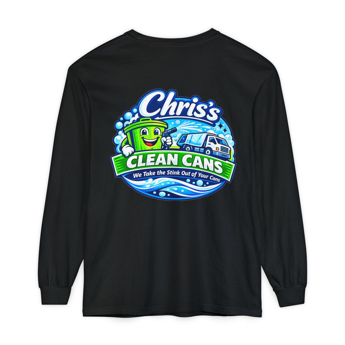Chris's Clean Cans Long Sleeve Crew Neck T-Shirt