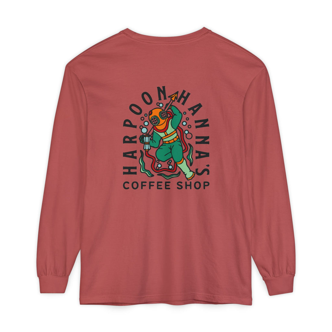 Harpoon Hanna's Colorful Diver Long Sleeve Crew Neck T-Shirt