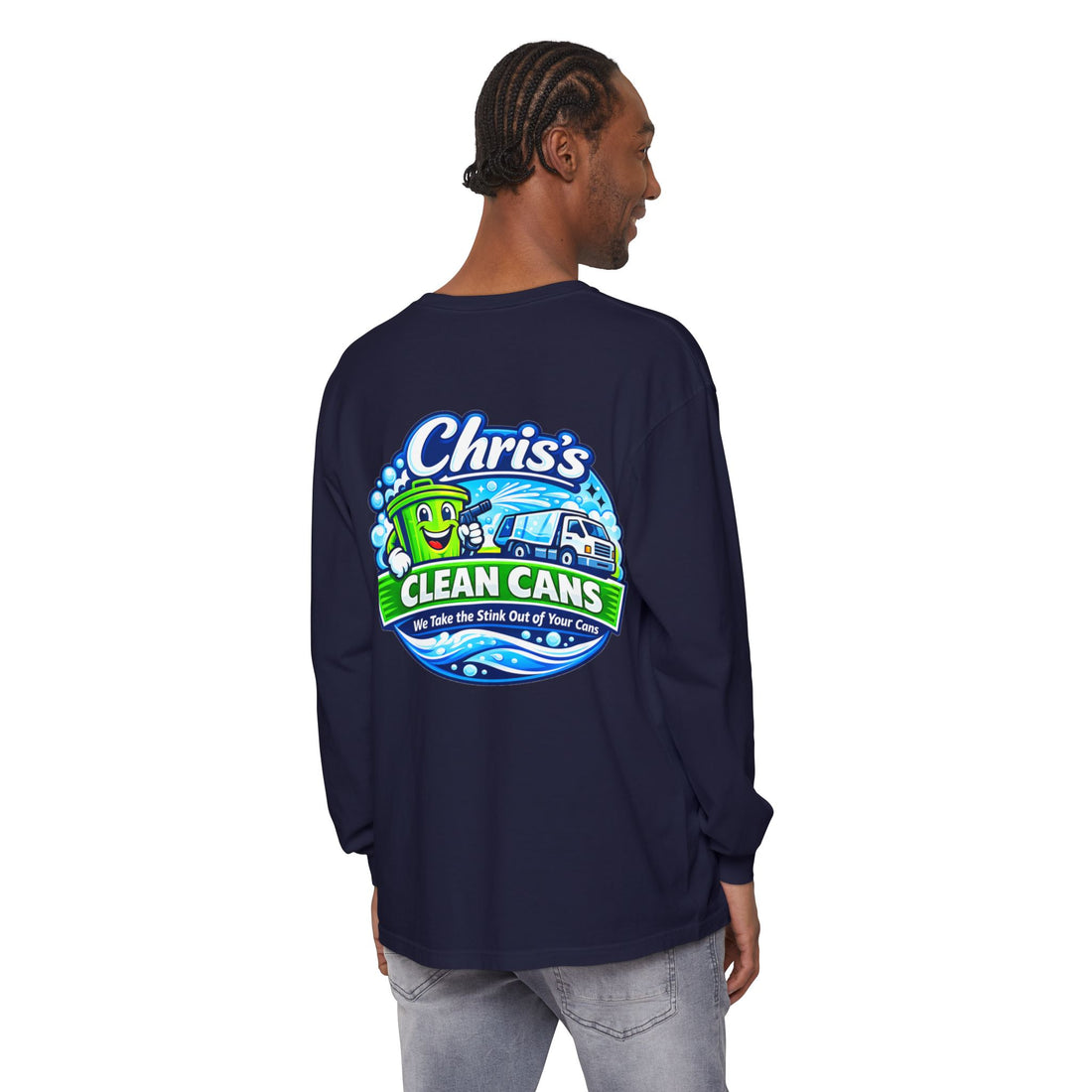 Chris's Clean Cans Long Sleeve Crew Neck T-Shirt