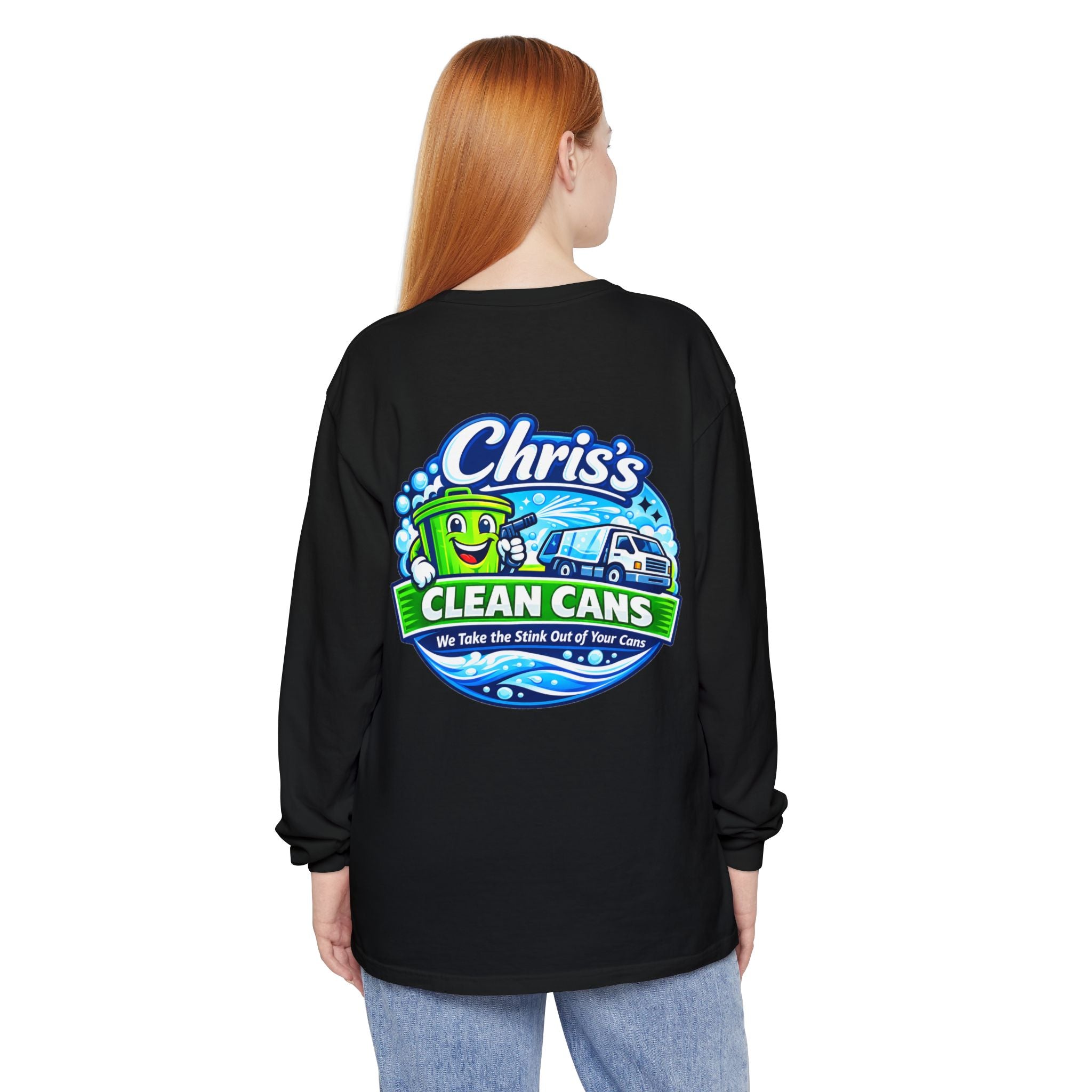 Chris's Clean Cans Long Sleeve Crew Neck T-Shirt