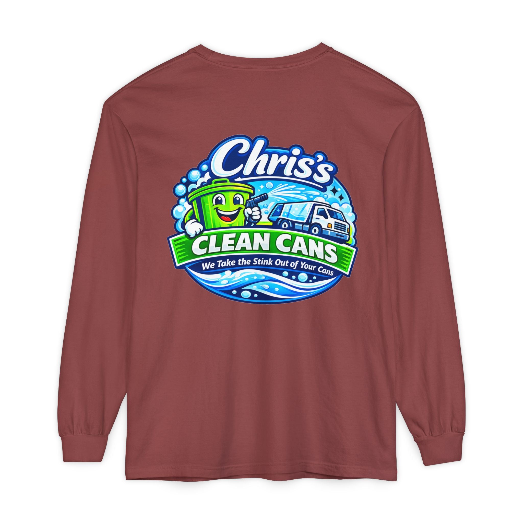 Chris's Clean Cans Long Sleeve Crew Neck T-Shirt