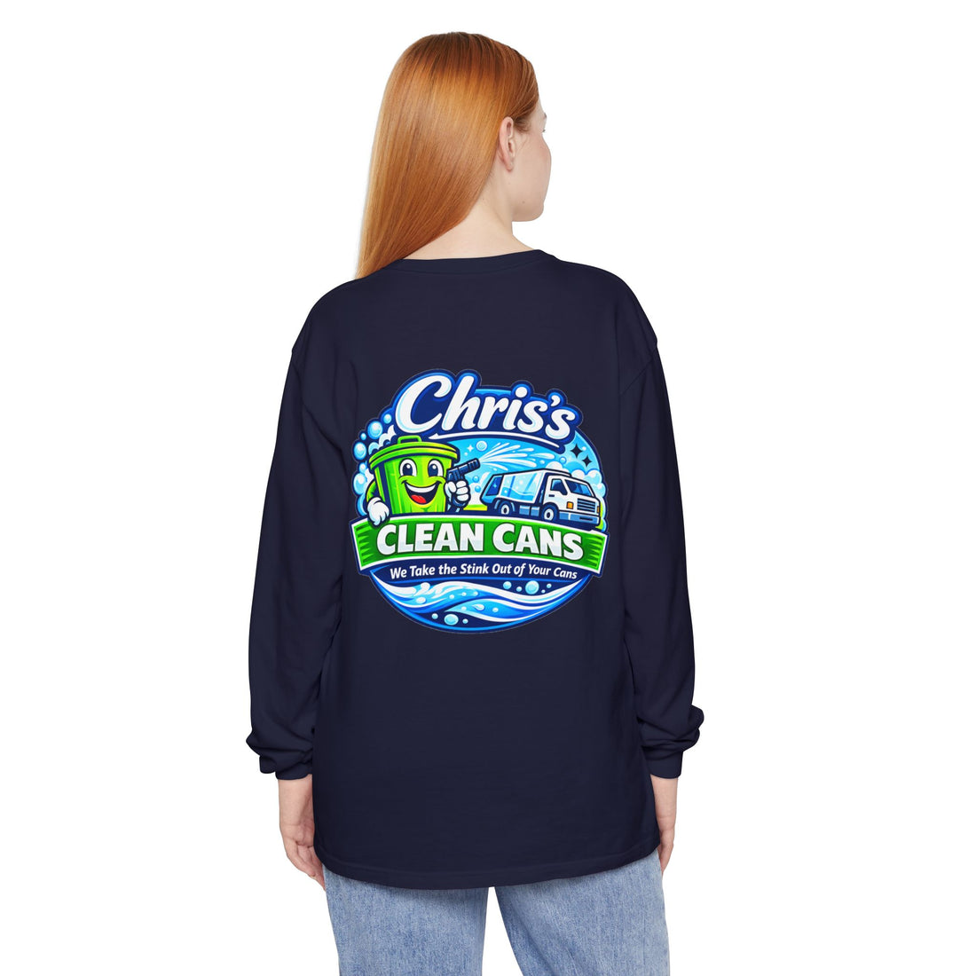 Chris's Clean Cans Long Sleeve Crew Neck T-Shirt