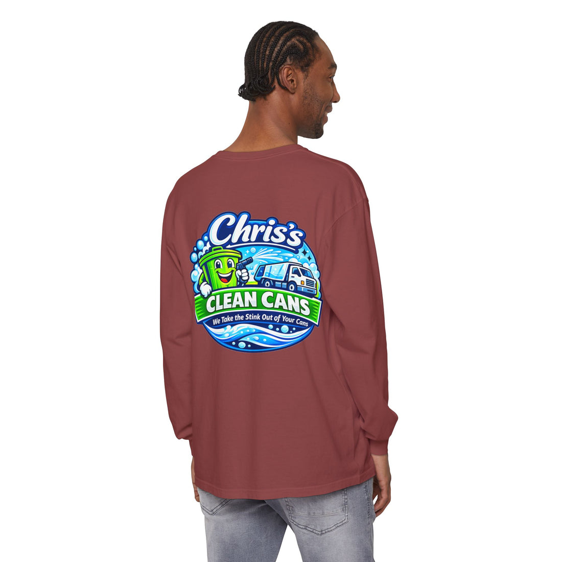 Chris's Clean Cans Long Sleeve Crew Neck T-Shirt