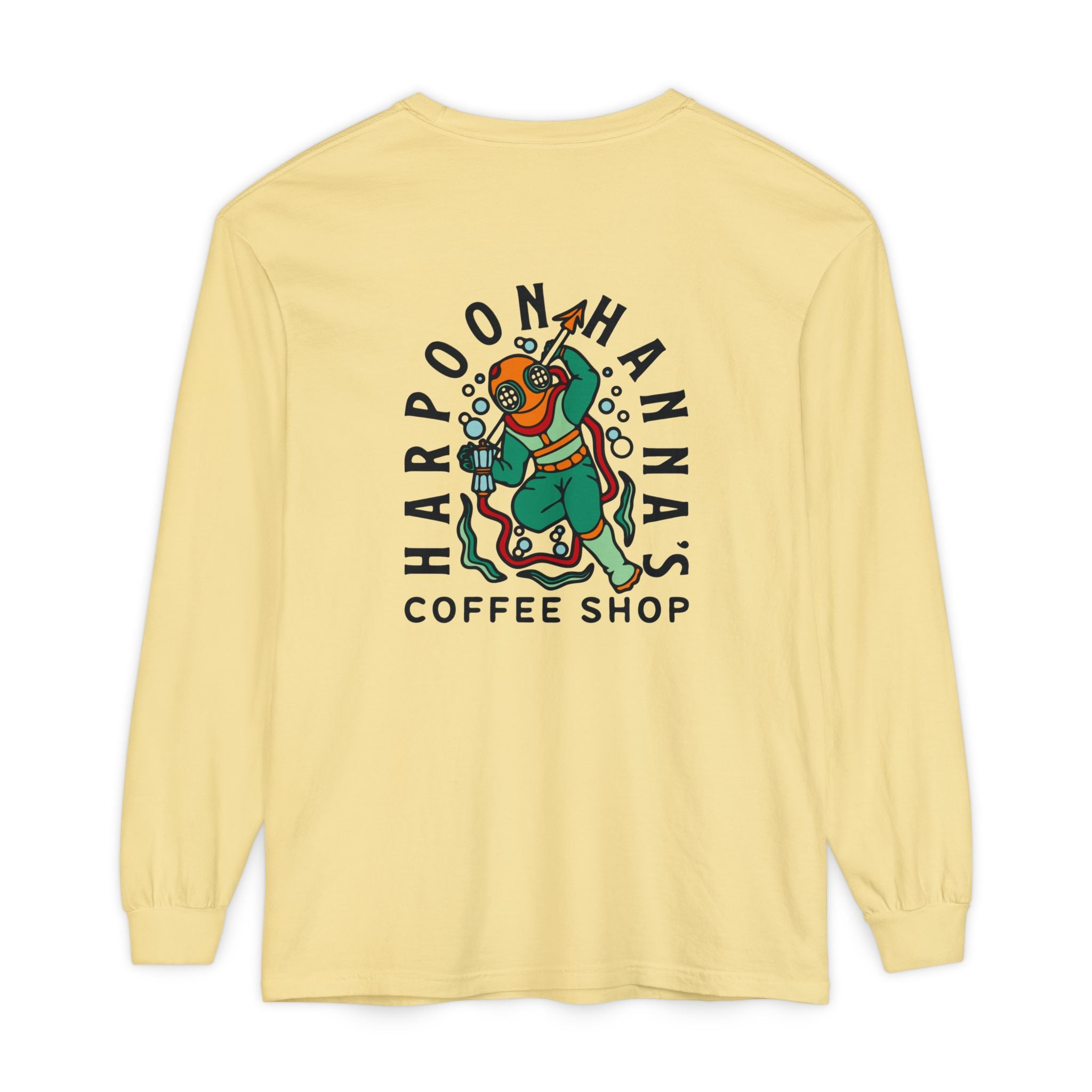 Harpoon Hanna's Colorful Diver Long Sleeve Crew Neck T-Shirt
