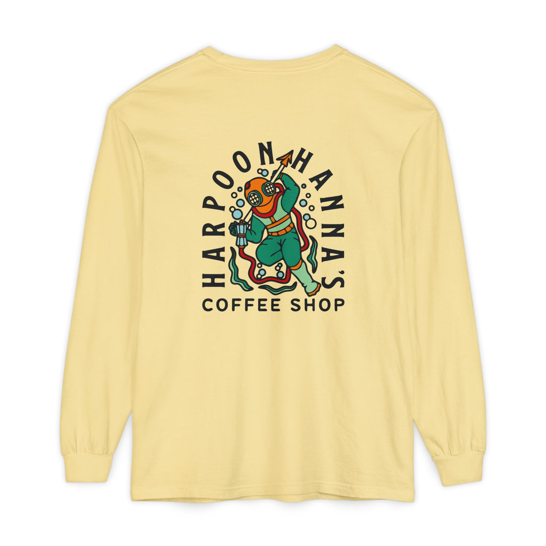 Harpoon Hanna's Colorful Diver Long Sleeve Crew Neck T-Shirt