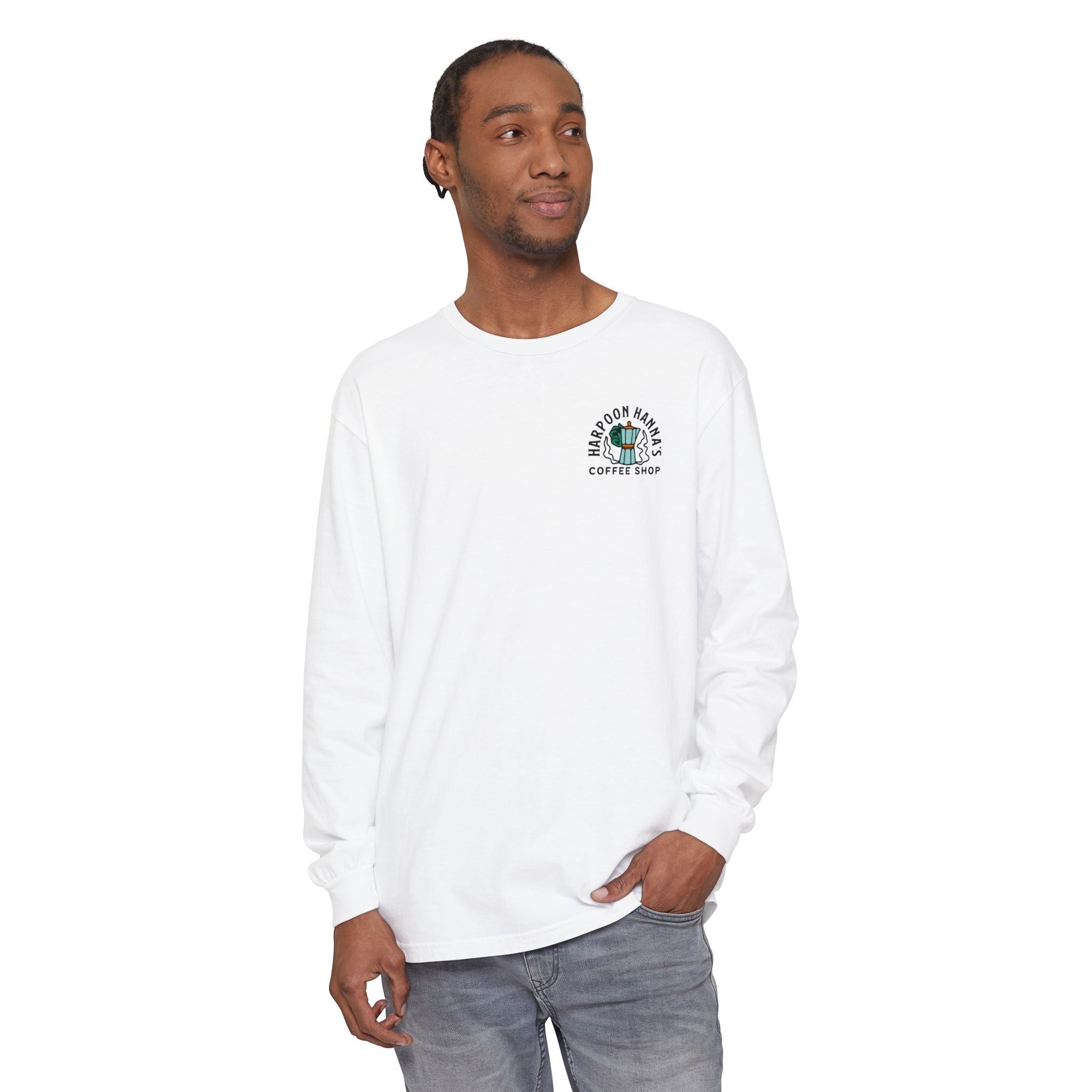 Harpoon Hanna's Retro Moka Pot Crew Neck Long Sleeve T-Shirt