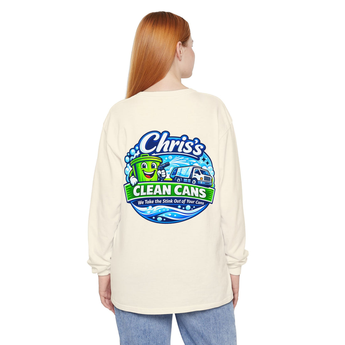 Chris's Clean Cans Long Sleeve Crew Neck T-Shirt