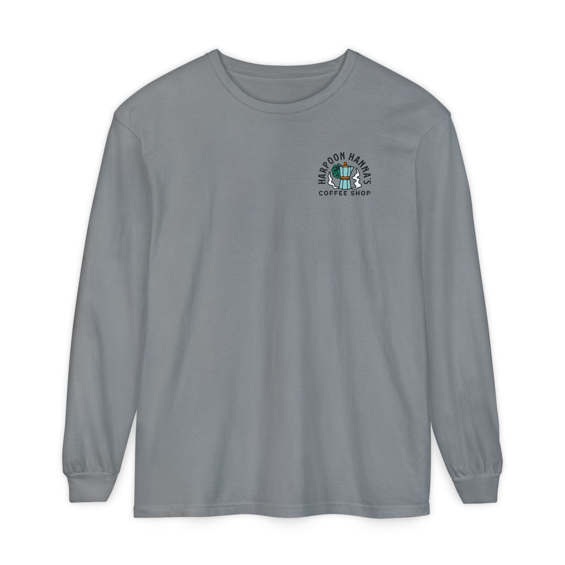 Harpoon Hanna's Retro Moka Pot Crew Neck Long Sleeve T-Shirt