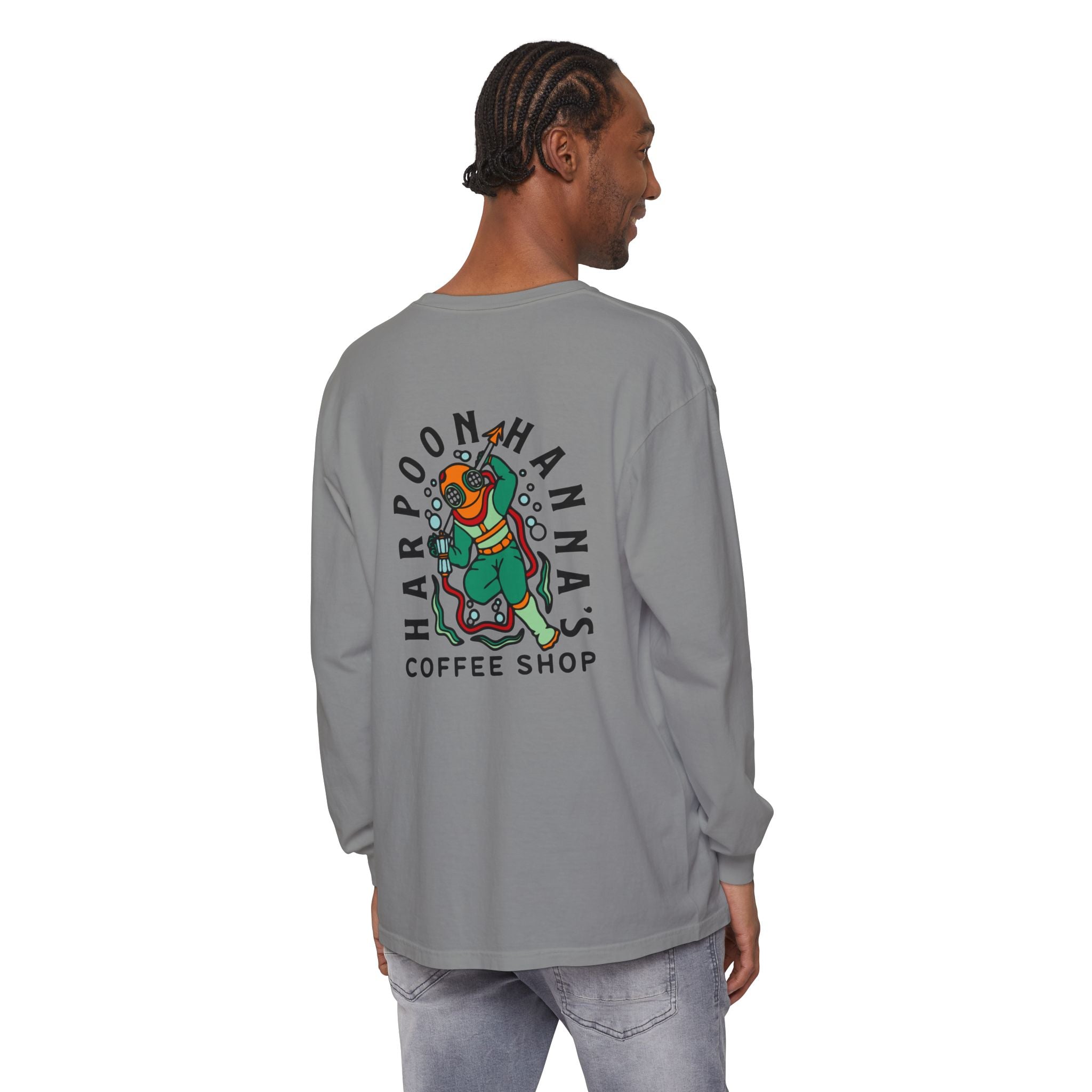 Harpoon Hanna's Colorful Diver Long Sleeve Crew Neck T-Shirt