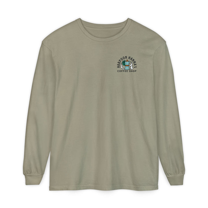 Harpoon Hanna's Retro Moka Pot Crew Neck Long Sleeve T-Shirt