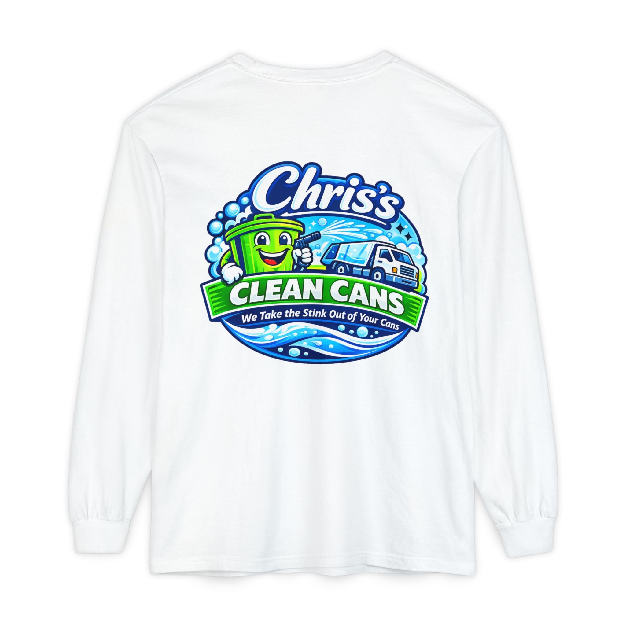 Chris's Clean Cans Long Sleeve Crew Neck T-Shirt