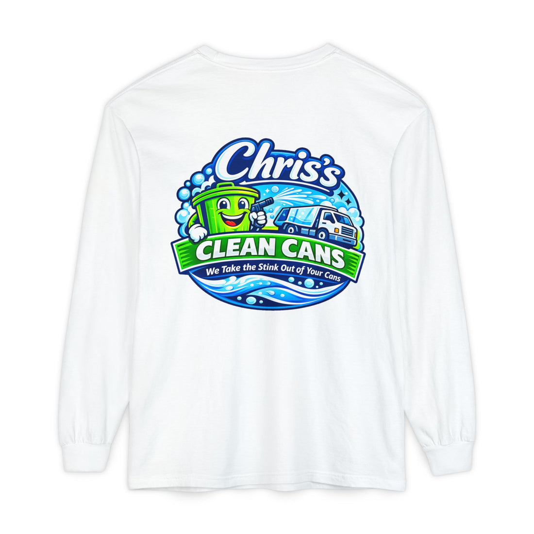 Chris's Clean Cans Long Sleeve Crew Neck T-Shirt