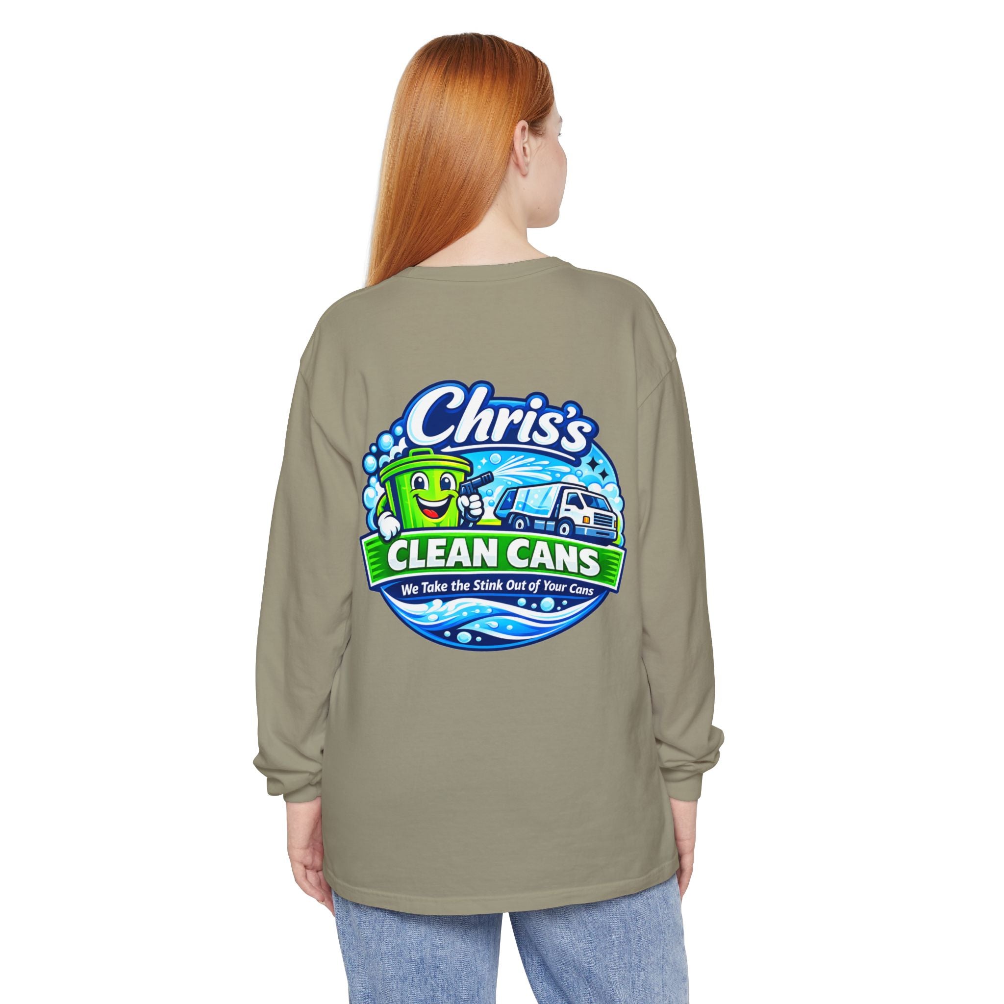 Chris's Clean Cans Long Sleeve Crew Neck T-Shirt