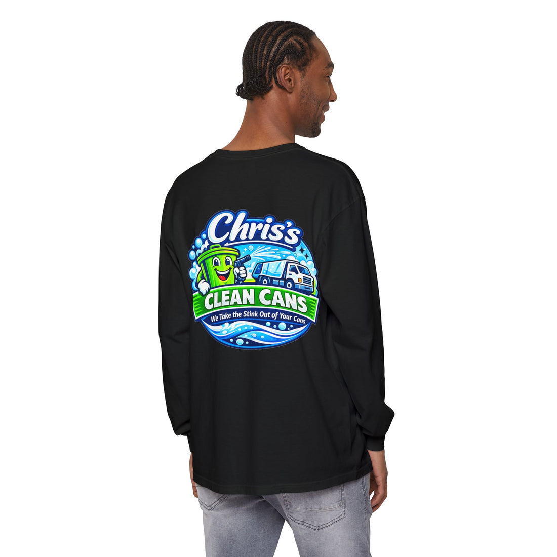 Chris's Clean Cans Long Sleeve Crew Neck T-Shirt