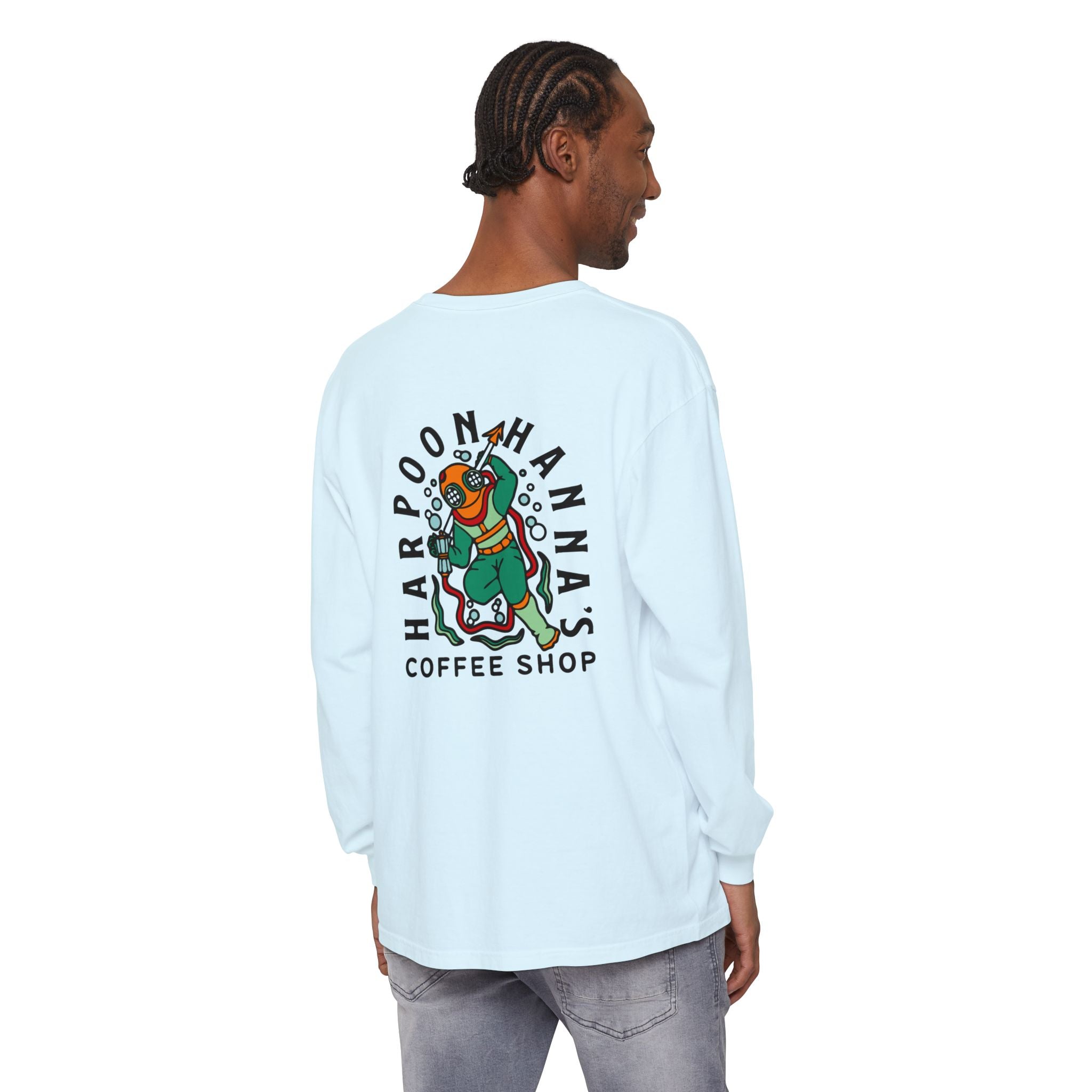 Harpoon Hanna's Colorful Diver Long Sleeve Crew Neck T-Shirt