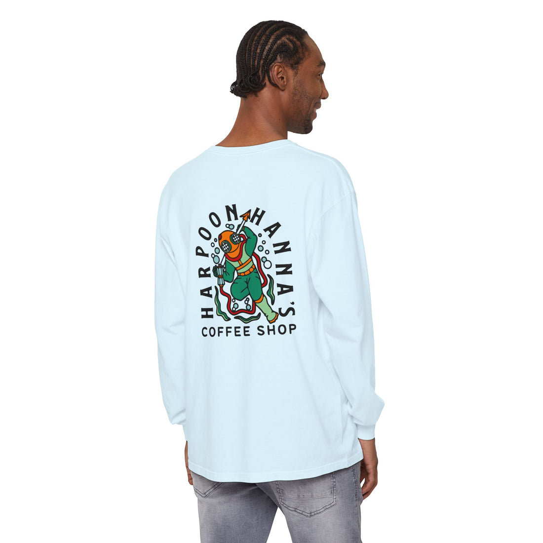 Harpoon Hanna's Colorful Diver Long Sleeve Crew Neck T-Shirt