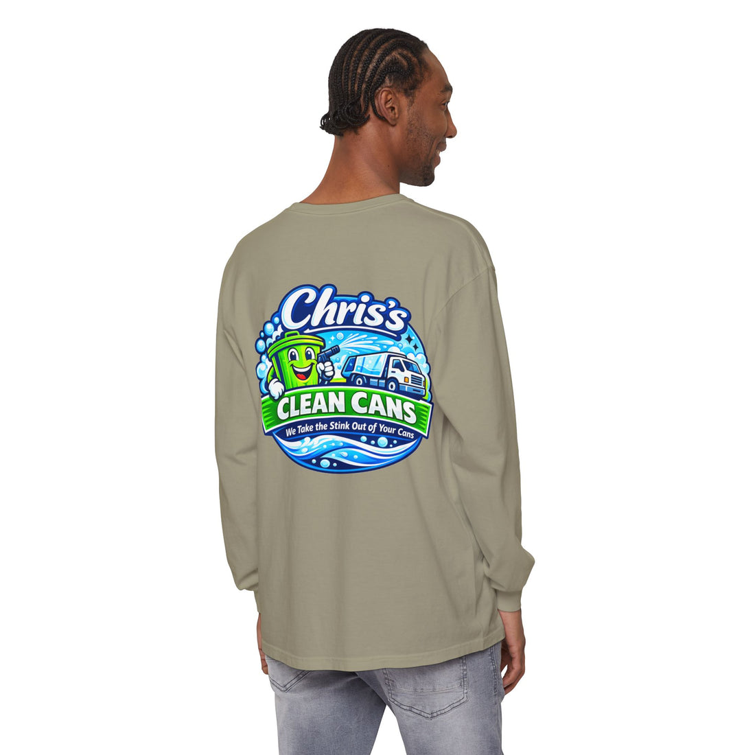 Chris's Clean Cans Long Sleeve Crew Neck T-Shirt