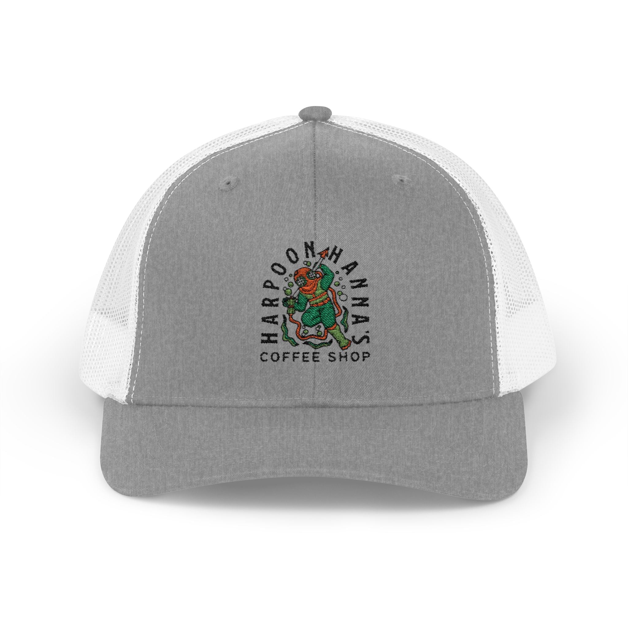 Harpoon Hanna's Coffee Shop Trucker Hat — Retro Mermaid Logo Snapback