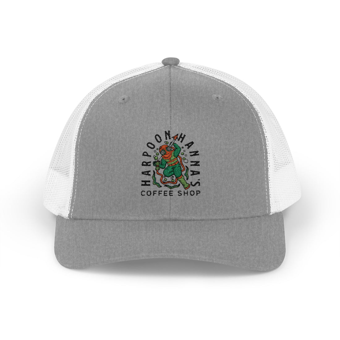 Harpoon Hanna's Coffee Shop Trucker Hat — Retro Mermaid Logo Snapback
