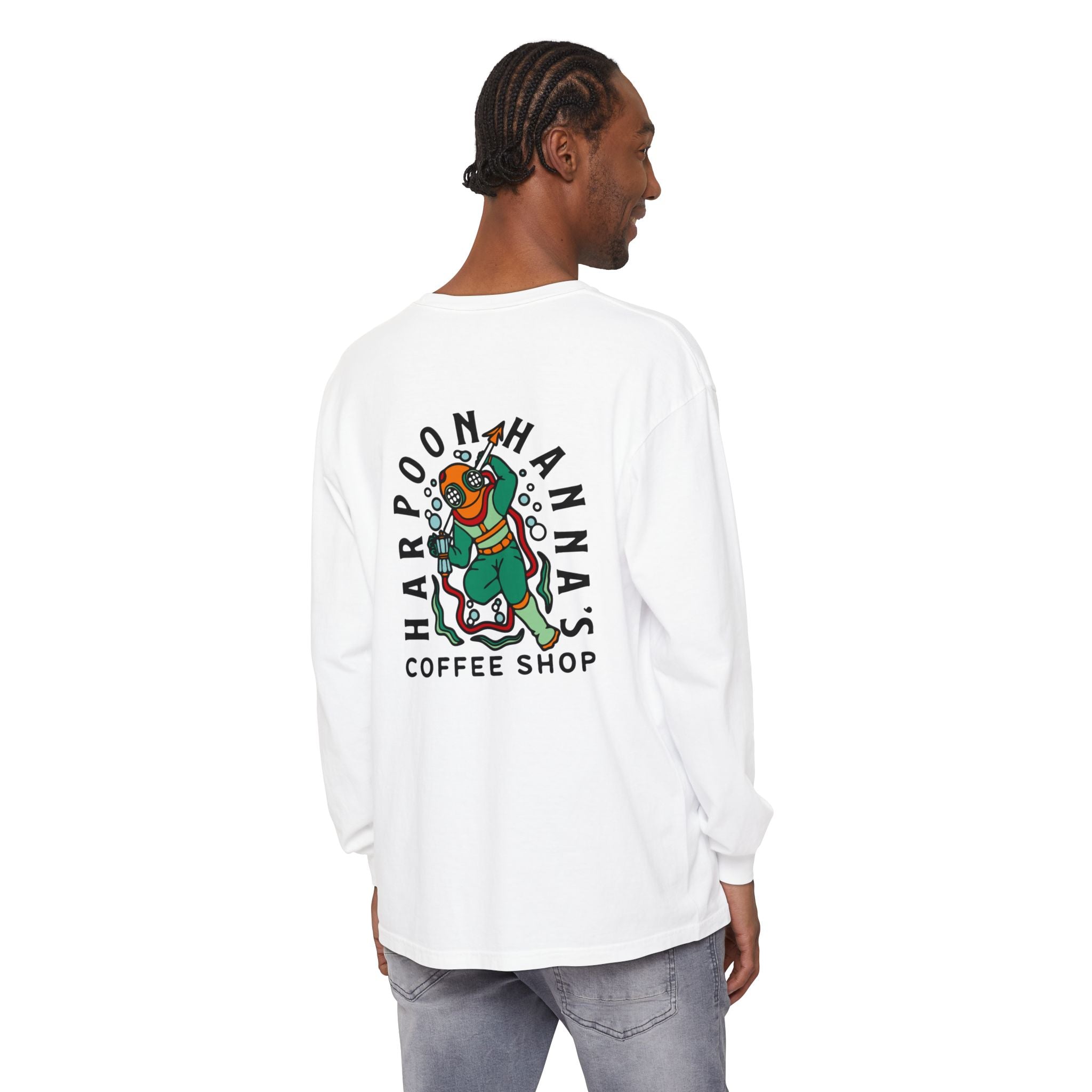Harpoon Hanna's Colorful Diver Long Sleeve Crew Neck T-Shirt