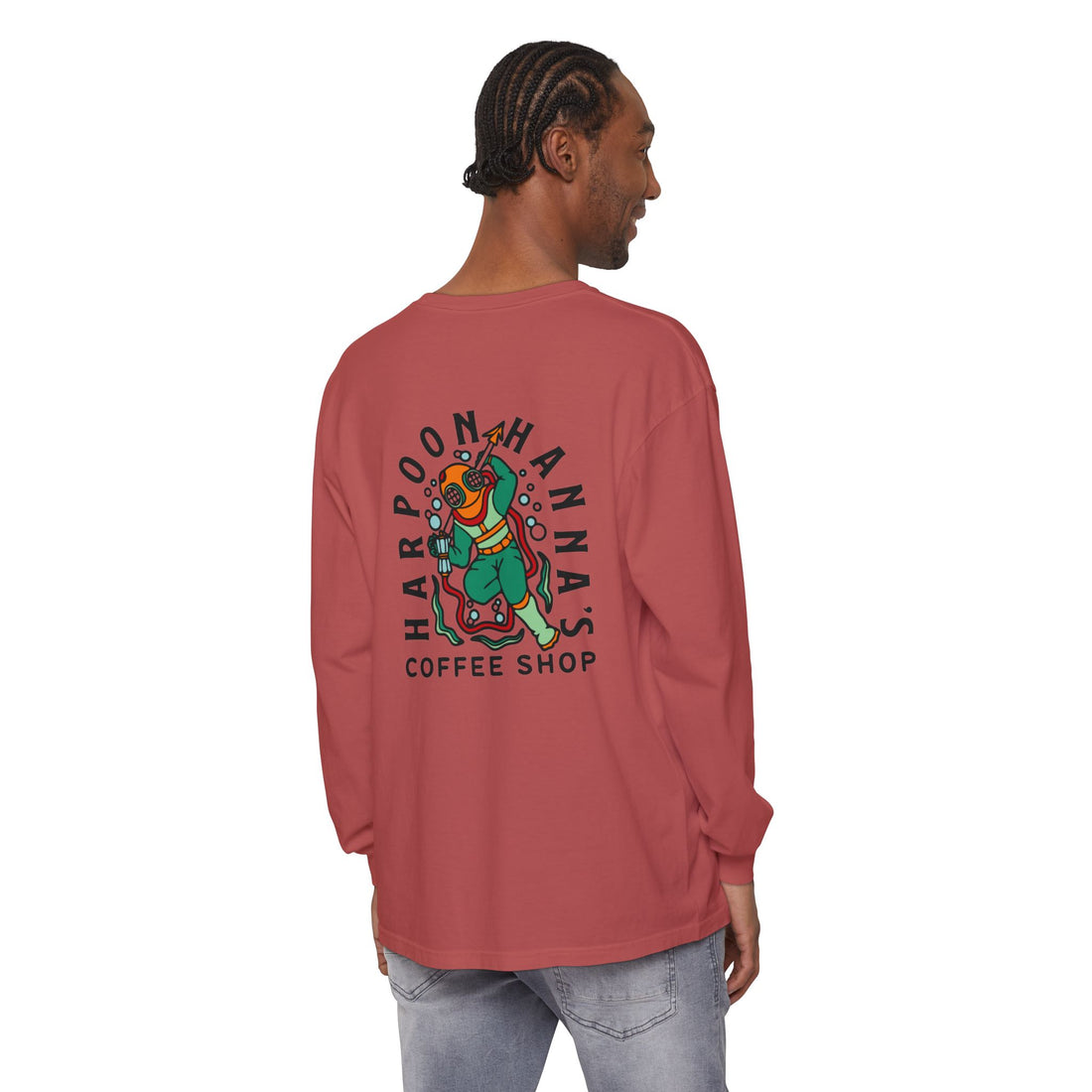 Harpoon Hanna's Colorful Diver Long Sleeve Crew Neck T-Shirt