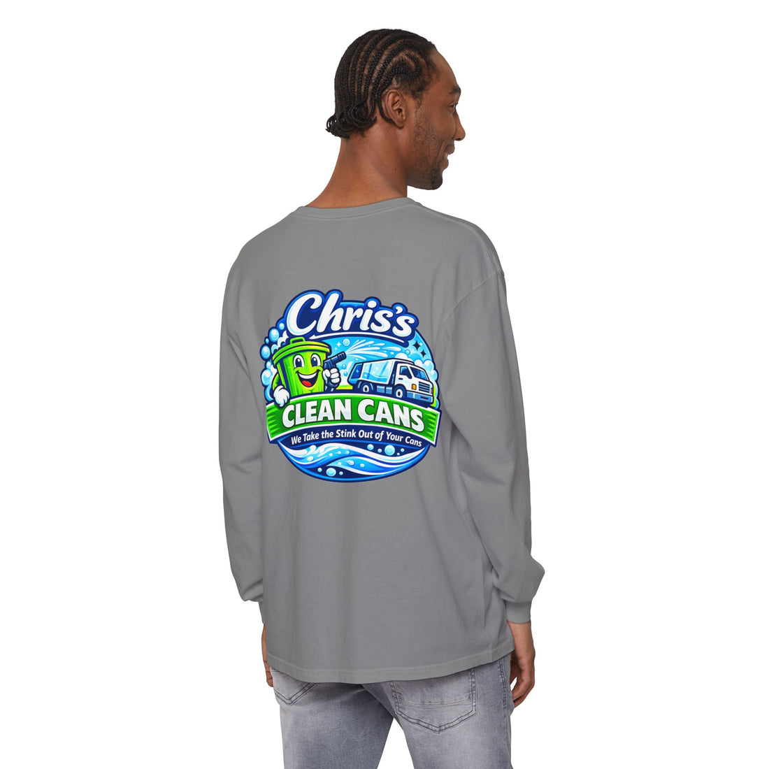 Chris's Clean Cans Long Sleeve Crew Neck T-Shirt