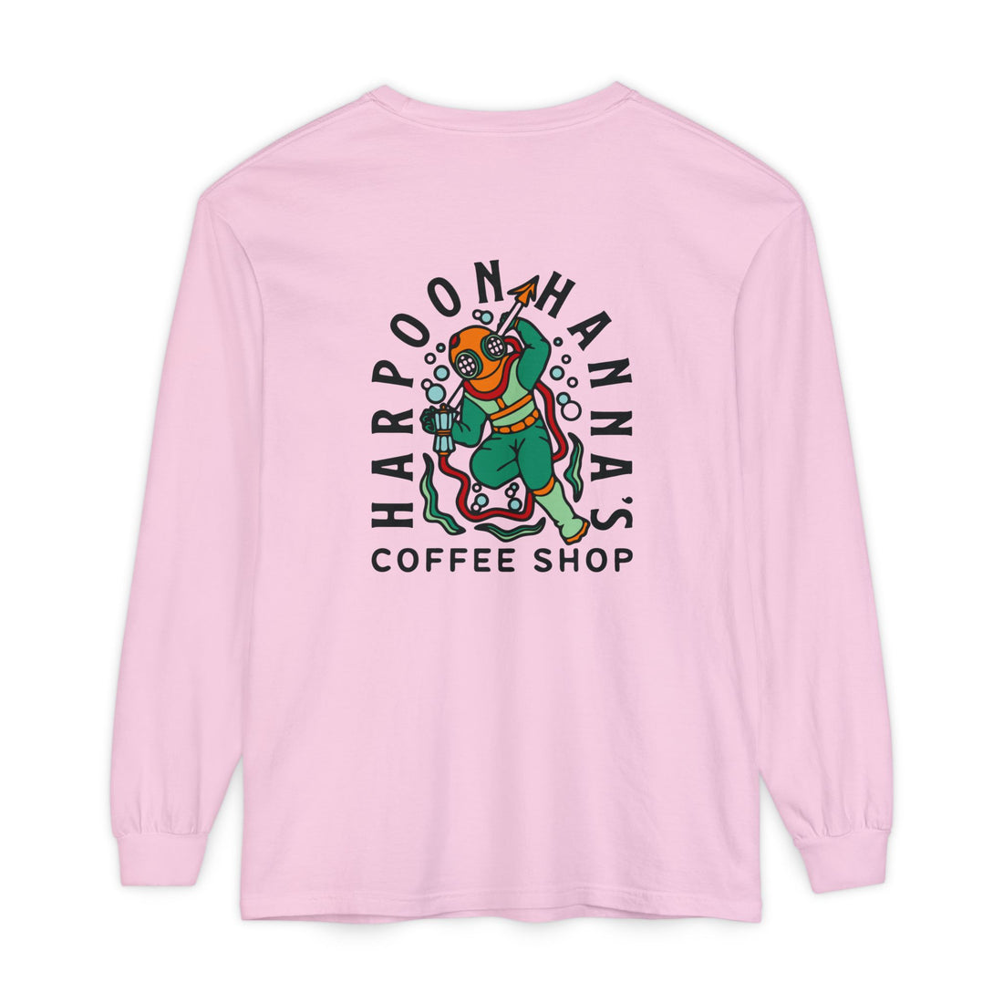 Harpoon Hanna's Colorful Diver Long Sleeve Crew Neck T-Shirt