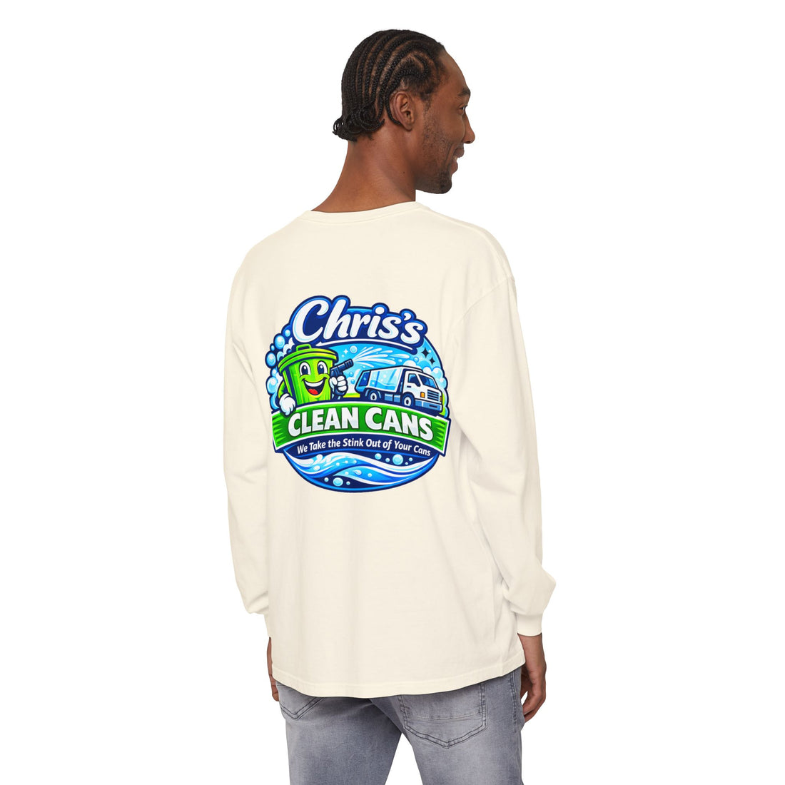 Chris's Clean Cans Long Sleeve Crew Neck T-Shirt