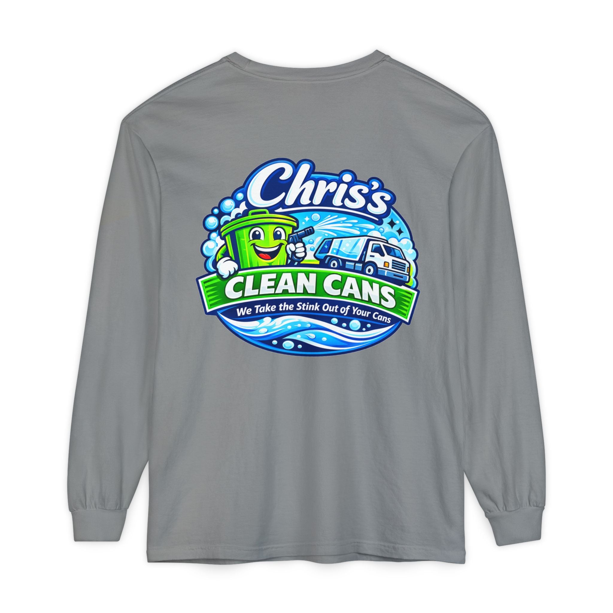 Chris's Clean Cans Long Sleeve Crew Neck T-Shirt