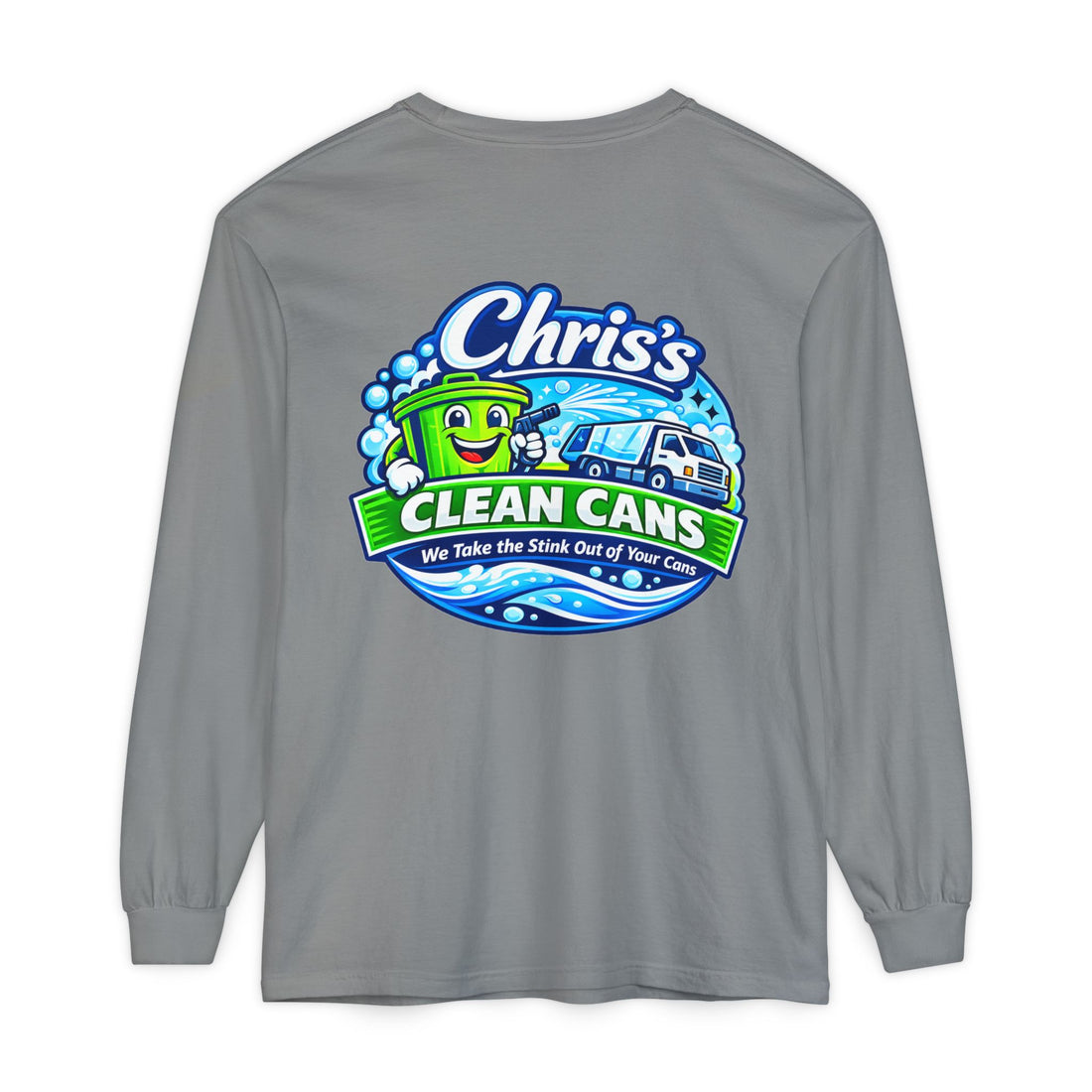 Chris's Clean Cans Long Sleeve Crew Neck T-Shirt