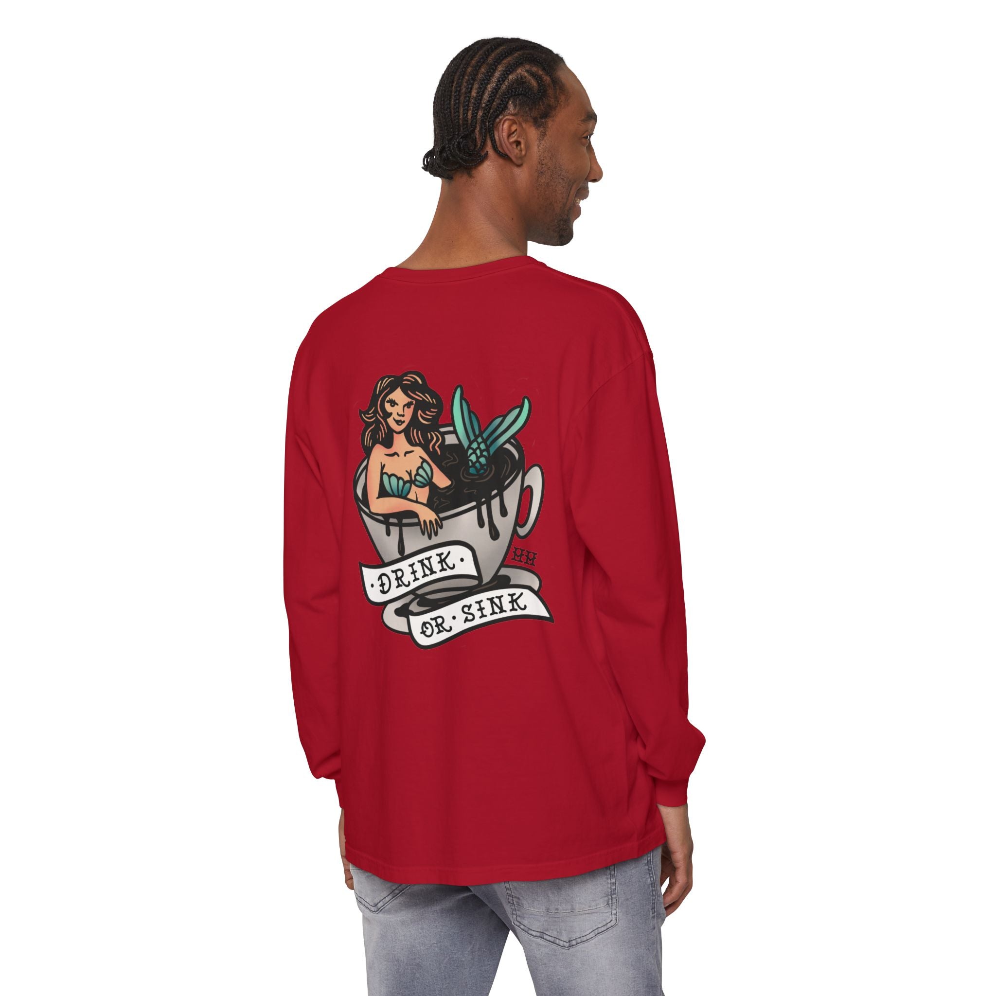Harpoon Hanna's 'Drink or Sink' Long Sleeve Crew Neck T-Shirt