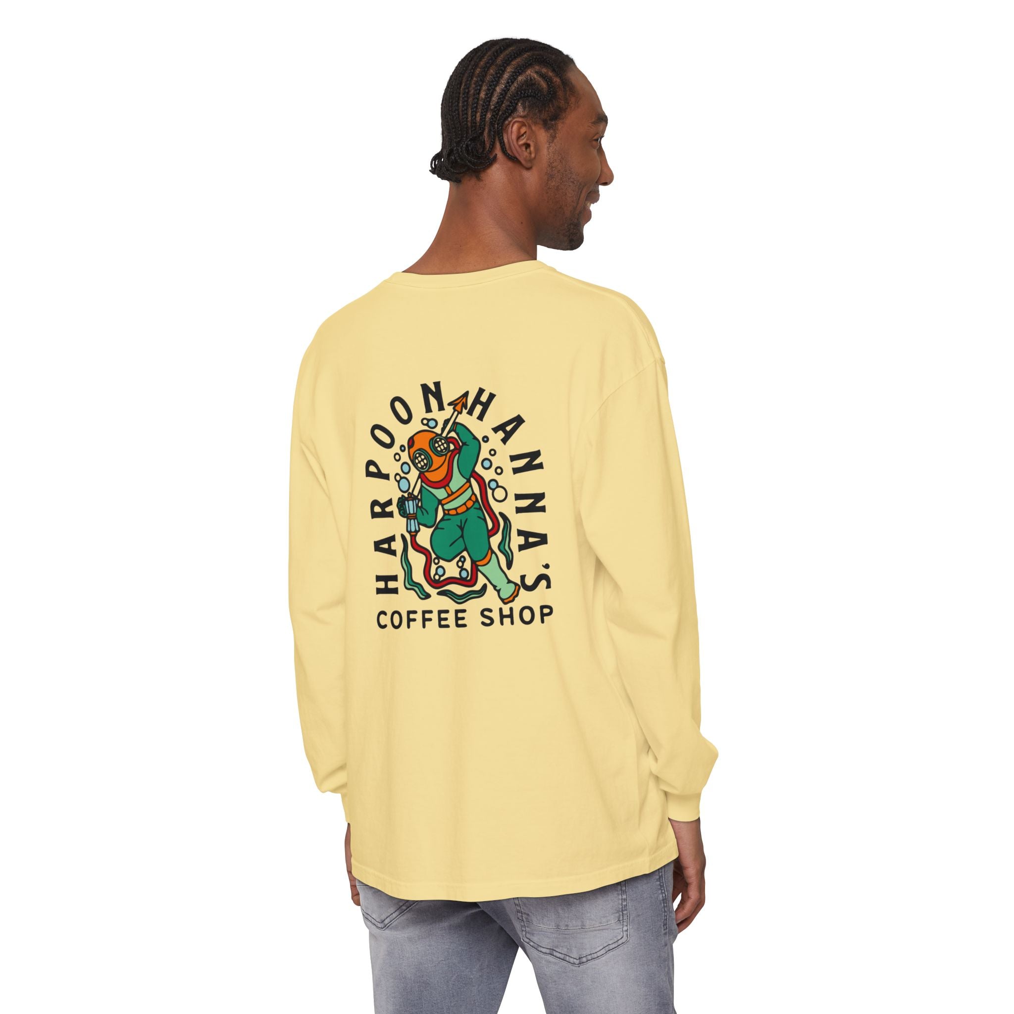 Harpoon Hanna's Colorful Diver Long Sleeve Crew Neck T-Shirt