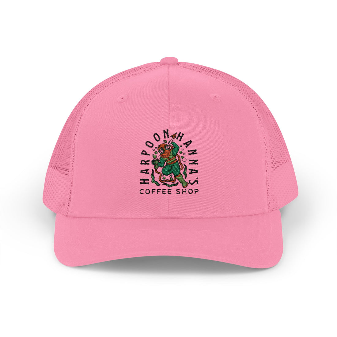 Harpoon Hanna's Coffee Shop Trucker Hat — Retro Mermaid Logo Snapback