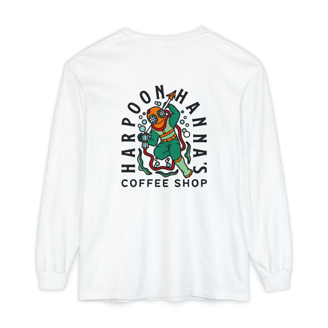Harpoon Hanna's Colorful Diver Long Sleeve Crew Neck T-Shirt