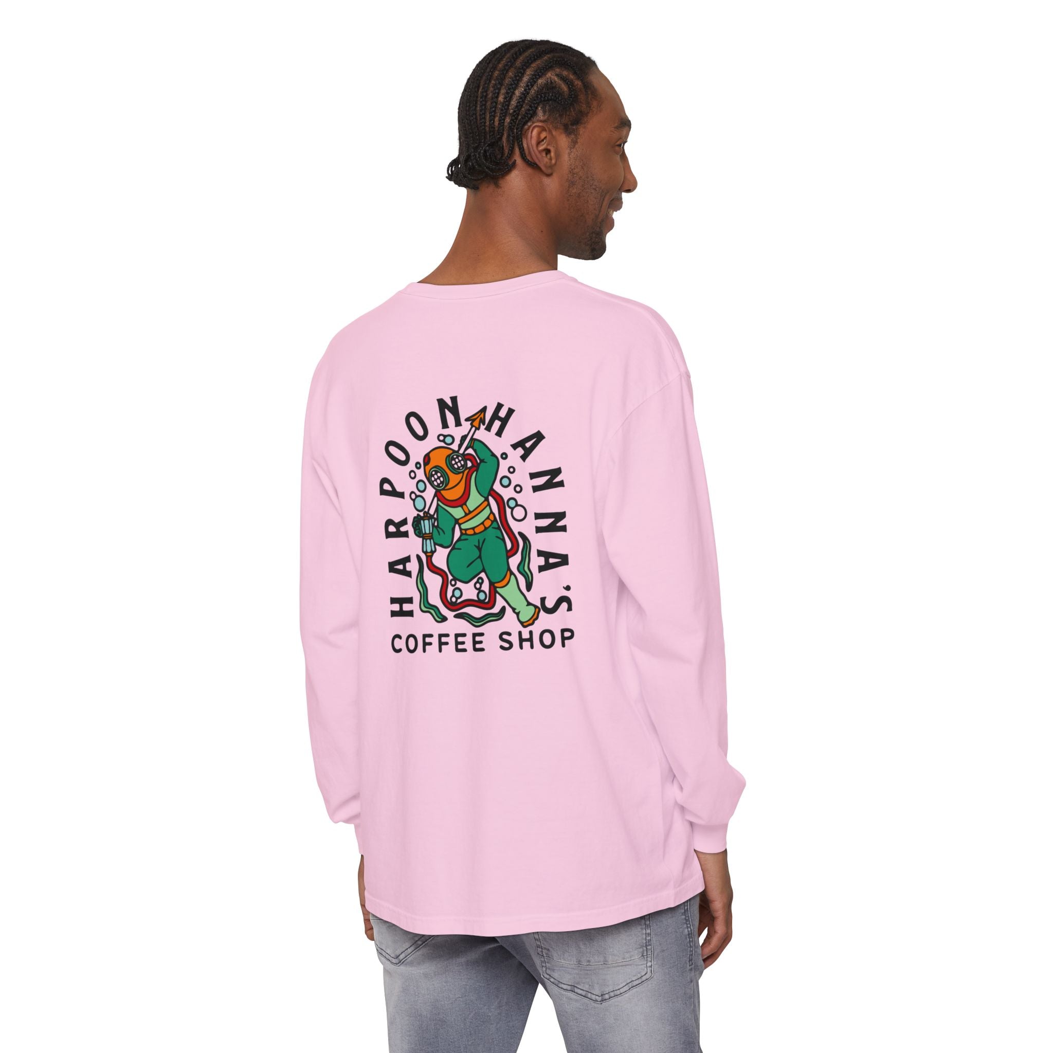 Harpoon Hanna's Colorful Diver Long Sleeve Crew Neck T-Shirt