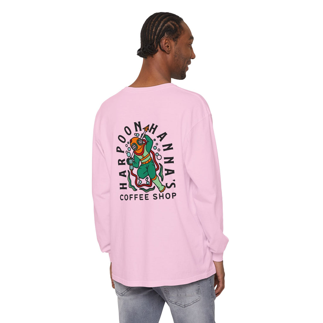 Harpoon Hanna's Colorful Diver Long Sleeve Crew Neck T-Shirt